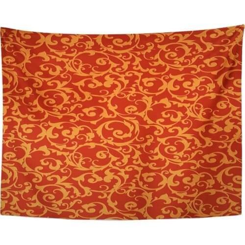 Tapestry Orange Carpet Red Baroque Damask Ornate Wall Tapestries Wall Hanging for Living Room Bedroom Dorm