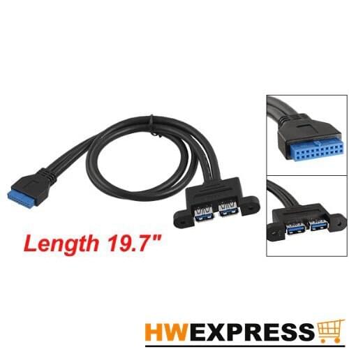 HWEXPRESS Hot 50cm USB 3.0 A Female to Housing 20 Pin Female Slot Adapter