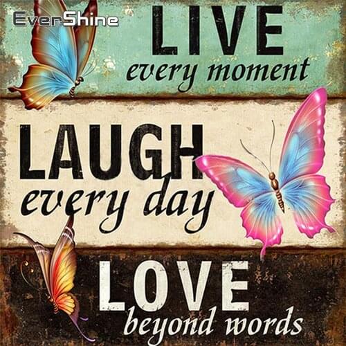 EverShine Full Square Diamond Painting Text Diamond Embroidery Landscape Mosaic 5D DIY Picture Of Rhinestones Handicraft