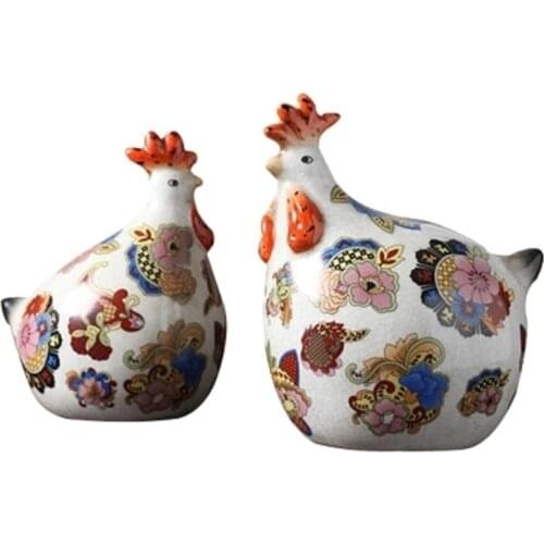 CERAMIC COCK CHICKEN ART STATUE CRAFTS ROOM DECORATION ORNAMENT PORCELAIN ANIMAL FIGURINES