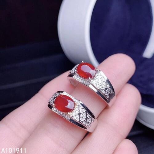 KJJEAXCMY fine jewelry 925 sterling silver inlaid natural ruby luxurious popular female ring support detection cute