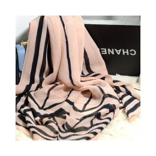 HOT SELLING The rectangular shape of the Miyake pleated stripe Cotton scarves IN STOCK