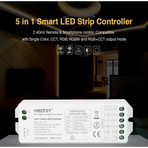 Mi BOXER LS2 RGBW RGB Controller 5 in 1 Wireless Smart Control DC12V-24V 15A for Single Color CCT RGB RGBW RGB+CCT LED Strip