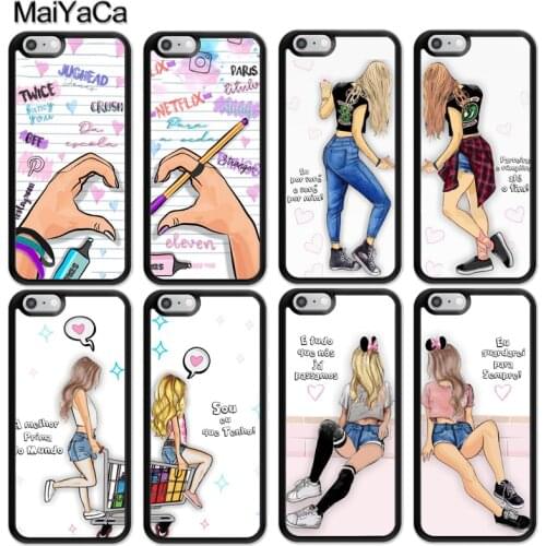 Fashion Girls Best Friends Couple BFF Case For iPhone 12 mini 11 Pro Max X XR XS MAX SE 2020 6S 7 8 Plus 5S Back Cover Fundas