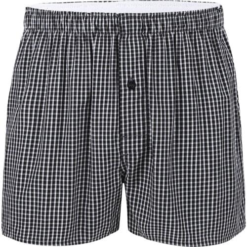 Men Classic Plaid Casual Shorts Plus Size Fashion Woven Boxer Soft Cotton Premium Sport Loungewear Shorts Bottoms with Button