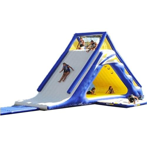 Inflatable triangle slide water toy mobile sea rock climbing slide water park equipment