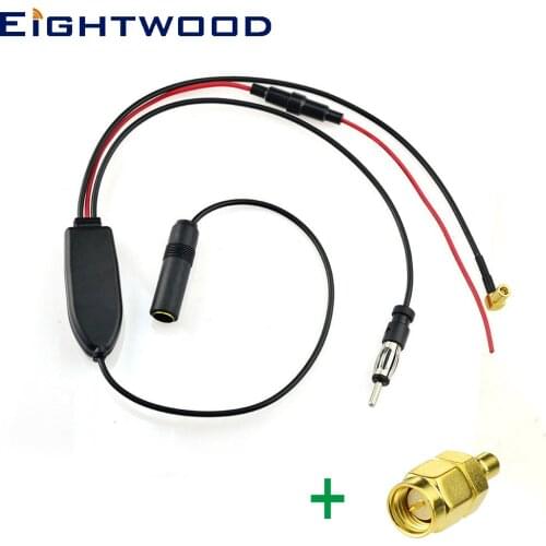 Eightwood Conversion FM/AM to DAB/DAB+/FM/AM Car Radio Antenna Converter/Splitter/Amplifier with SMB Male to SMA Male Connector