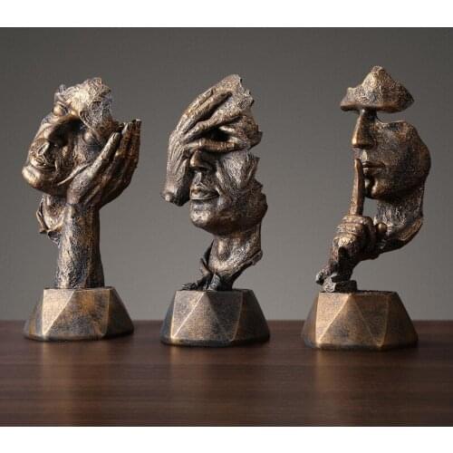 Luxury Resin Thinker Sculpture Miniature Model Art Figurines Crafts Ornaments Home Decoration Silence Is Golden