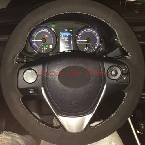 DIY Hand-stitched Black Suede Car Steering Wheel Cover For Toyota RAV4 2013-2016 Toyota Corolla 2014-2016 Scion iM 2016