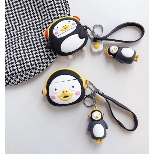 3D lovely cartoon silicone case for airpods 1 2 3 Wireless bluetooth headset pengsoo penguin for airpods pro Cover with hook