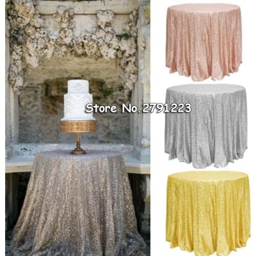 Glitter Sequin Tablecloth Rectangular Round Rose Gold Silver Table Cloth Rose Gold for Wedding Party Christmas Decoration
