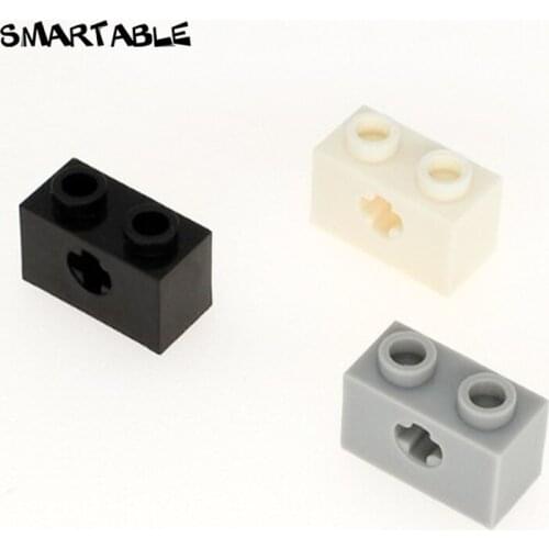Smartable Technic Brick 1x2 with Axle Hole Building Blocks MOC parts DIY Toys Compatible 32064 Technic Toys 100pcs/lot