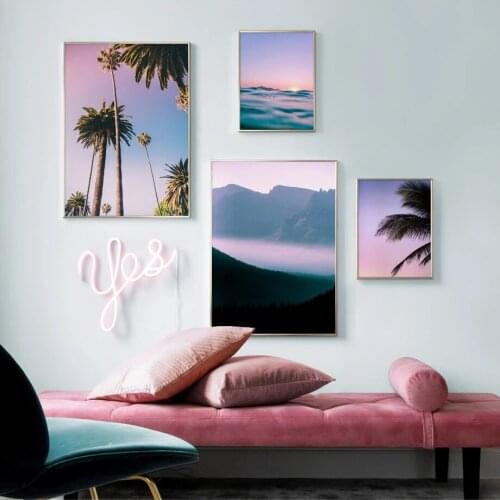 The Sun Rises Over The Sea and The Sky Horizon Canvas Painting Mountain and Fog Pictures Wall Art Living Room Home Decoration
