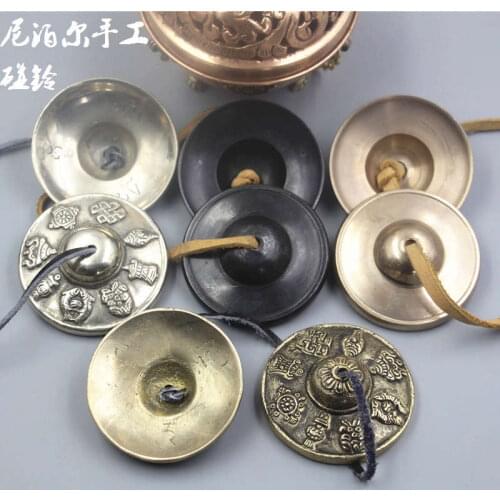 Tibetan Buddhist Singing Bells Pair Copper Cymbals Tibetan Ethnic Percussion Instrument Touch Bell TBC972