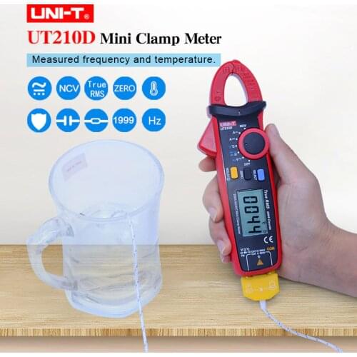 UNI-T UT210D Clamp Meter True RMS Digital Multimeter AC DC voltmeter Ammeter Resistance Capacitance Frequency Temperature tester