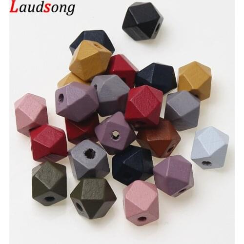 Mixed Color Octagon Wood Beads 12/15/20MM Faceted Spacer Wooden Beads For Jewelry Making Necklace DIY Accessories