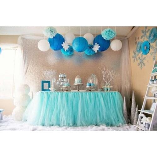 Blue Organza Tulle TUTU Table Skirt roll Fabric Spool Tutu Wedding Birthday Party Decoration Chair Festive Supplies
