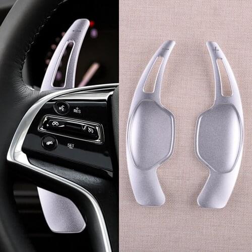CITALL Aluminum Alloy 1 Pair Silver Steering Wheel Shift Paddle Shifter Extension Fit for Cadillac XTS 2013-2015 2016 2017 2018