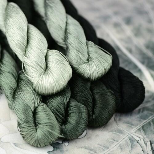 1pcs 100% silk thread hand embroidery embroider cross stitch 400m silk embroidery thread color of green moss/6 pure colors