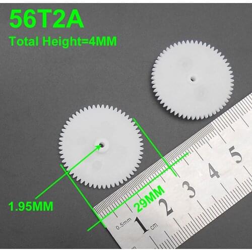 1000PCS/LOT 0.5M 56T 2A Plastic Spur Gear 0.5 Modulus T=56 Aperture: 2mm 1.95MM Tight Fitting 56 Teeth 4MMX29MM Gears NEW *FD477