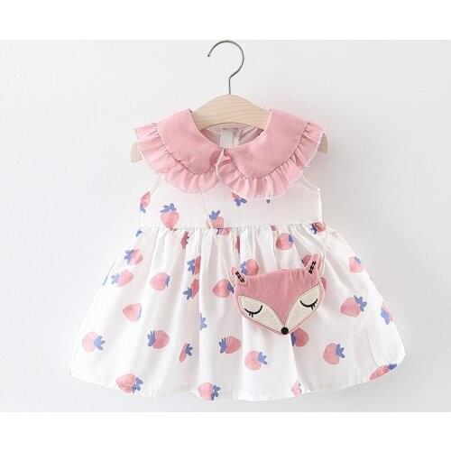 2019 Baby clothing Infant girls summer dress Kids girls cute big collar sleeveless floral print cotton dress 1-2 Years