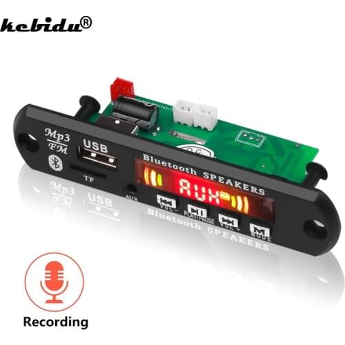 5V-12V Car Audio USB TF FM Radio Module Color Screen Wireless Bluetooth 5.0 WMA Decoder Board MP3 Player with Remote Controller