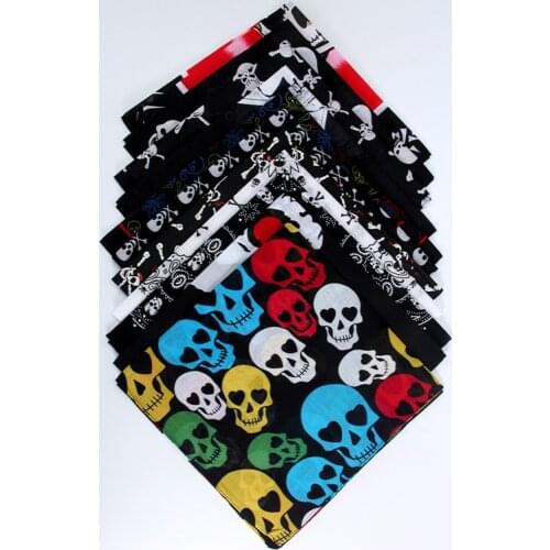 100% Cotton Skull Bandana Handkerchief Bicycle Motorcycle Headwear Mask Cycling Balaclava Head Scarf Outdoor Headscarf