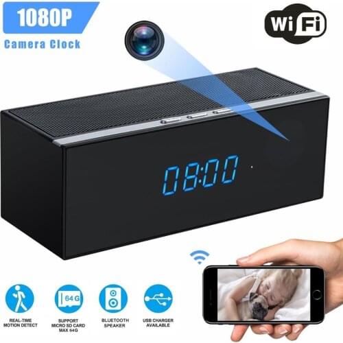 HD 1080P Wireless Wifi Music Clock Camera Wide Angle Concealed Night Vision Smart Home Security Surveillance Camera Remote Monit