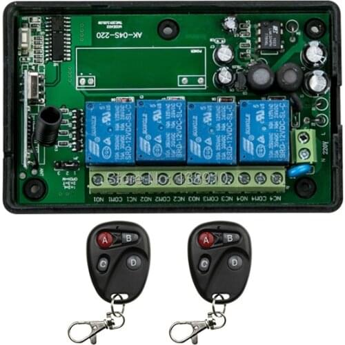 AC80-260V 4CH RF Wireless Remote Control System / Motor and electric door 220V Learning code receiver