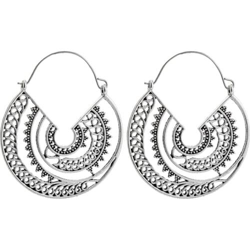 Tocona Bohemian Vintage Hollow Geometric Dangle Earrings Spiral Drop Earrings for Women Carving Jewelry Wholesale 9665