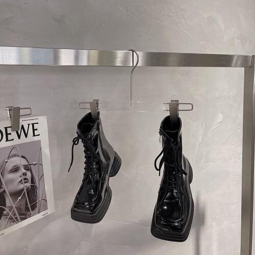 British style Martin boots womens 2021 summer thin section thick-soled heightening handsome lace-up mid-tube knight boots fashi