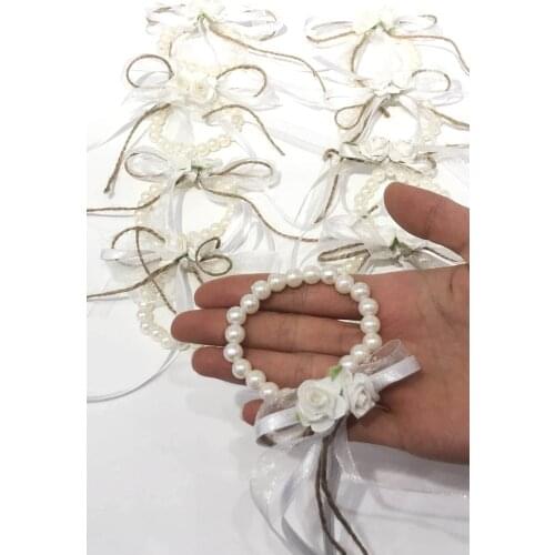 BoncukKrem Pearl Bridesmaid Wristbands wedding bride mariage хна henna