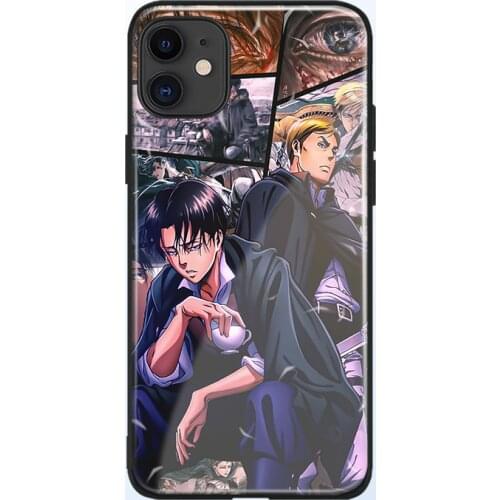 Levi and erwin Attack on Titan anime Soft Silicon Glass Phone Case for IPhone SE 6s 7 8 Plus X Xr Xs 11 12 Mini Pro Max Samsung