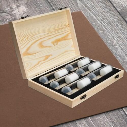 Wood Coin Protection Display Box Storage Case Holder Round Box Commemorative Collection
