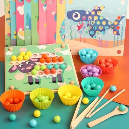 New Montessori Wooden Toys Hands Brain Training Clip Beads Puzzle Board Math Game Baby Early Educational Toys for Children