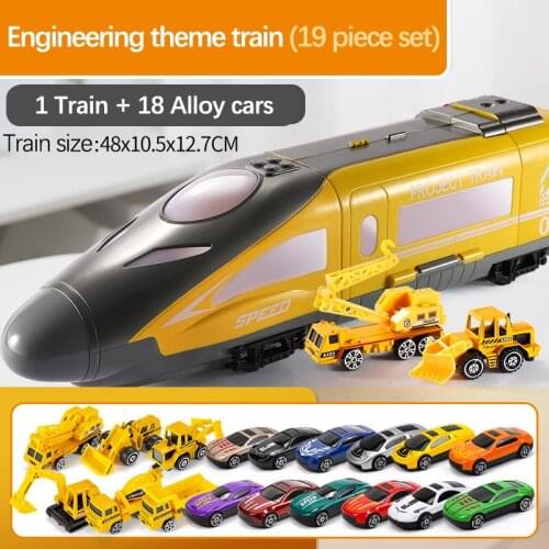 Childrens Train Toys Large-scale Receivable Track Puzzle Educational Car Model Train Alloy Car Inertial Play Light Music
