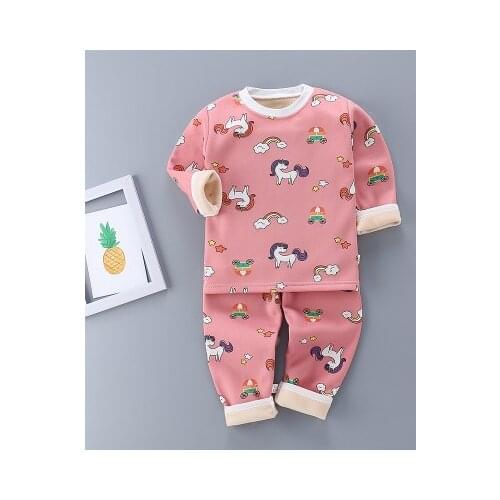 2020 childrens Plush thermal kids underwear set winter thickened with milk silk baby clothes boys and girls clothing