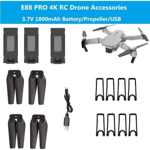 E88 Pro 4K RC Drone Spare Parts 3.7V 1800mAh battery/Propeller/Protect frame for E88 PRO RC Drone Accessories E88PRO Battery USB