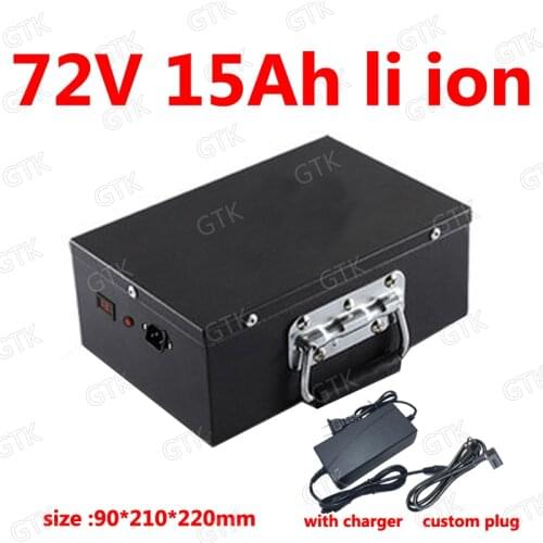 GTK lithium battery 72v 15Ah li ion with BMS 18650 20S 72V for 1500w e scooter scooter bike bicycle moped Tricycle + 2A Charger