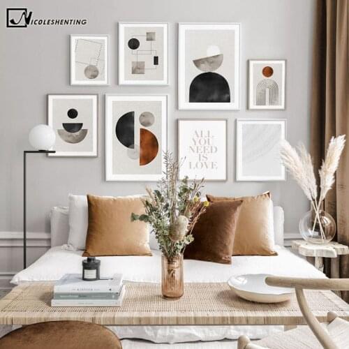 Graphic Shapes Art Poster Abstract Geometry Canvas Print Minimalist Picture Grey Black Wall Painting Home Living Room Decoration
