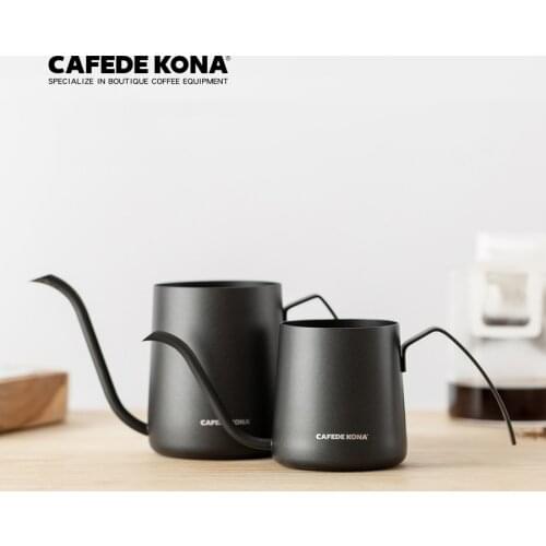 CAFEDEKONA Gooseneck Kettle Coffee Drip Pour-over Pot 8 Ounce /12 Ounce Spiky Spout MINI Ear Hanger Long Spout Stainless Steel