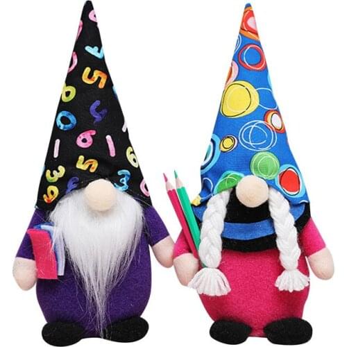 Creative School Season Faceless Doll Cartoon Long Beard/Hair Number Printing Dwarf Shape Plush Toy Home Decoration Ornaments
