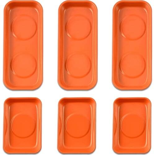 6 Pcs Orange Magnet Screw Tray , Magnetic Parts Holder Mechanic Tray Magnetic Socket Trays, Magnetic Tray Set