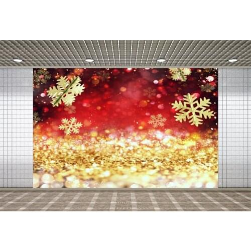 Lyavshi Red and Gold Bokeh Backdrop Snowflake Sand Halo Still Party Room Decor Photography Backgrounds For Photo Studio Props