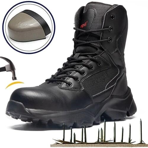 2021New Work Security Steel Toe Mens Boots Anti-smashing Combat Ankle Boot Military Tactical Desert Boot Army Work Safety Boots