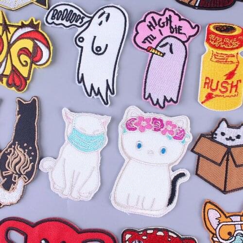 Hippie Patches Iron On Patches For Clothing Stickers Animal Appliques Embroidered Patches On Clothes Letters Badge On Dress DIY