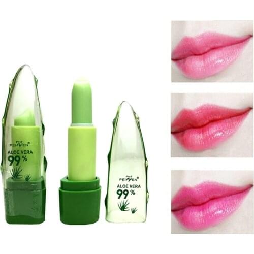 Pure Natural Aloe Vera Natural Moisturizer Lipstick Temperature Changed Color Lipbalm Magic Pink Protector Lips Cosmetics TSLM2