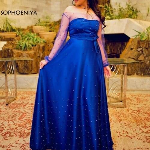 New Arrival Long sleeve evening dresses 2021 Royal Blue Muslim evening dress Party Abiti da cerimonia da sera
