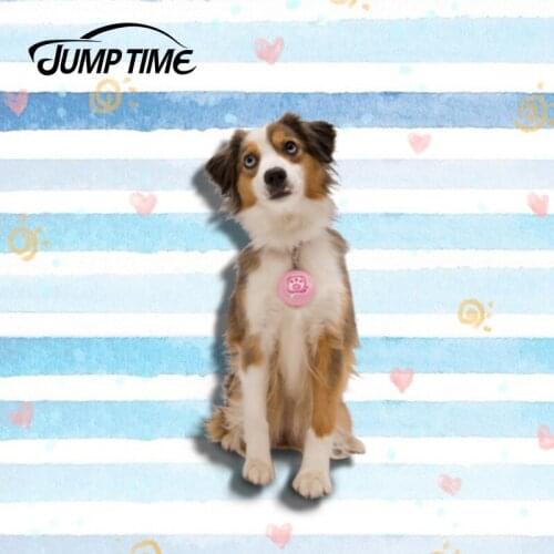 Jump Time 13cm x 6.2cm Australian Shepherd Vinyl Sticker Car Window Bumper Trunk Decal Dog Car Sticker Waterproof Car Styling