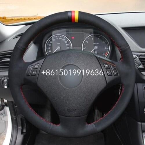 Hand sewing custom Black Suede Car Steering Wheel Cover for BMW E90 320 318i 320i 325i 330i